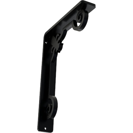 Ekena Millwork Fleur De Lis Wrought Iron Bracket, (Single center brace), Powder Coated Blac 1 1/2"W x 5 1/2"D x 8"H BKTM01X05X08SFL